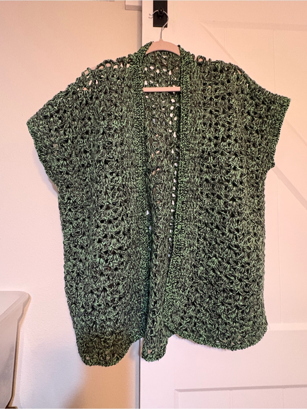 Open-Knit Green Women's Sweater Cardigan